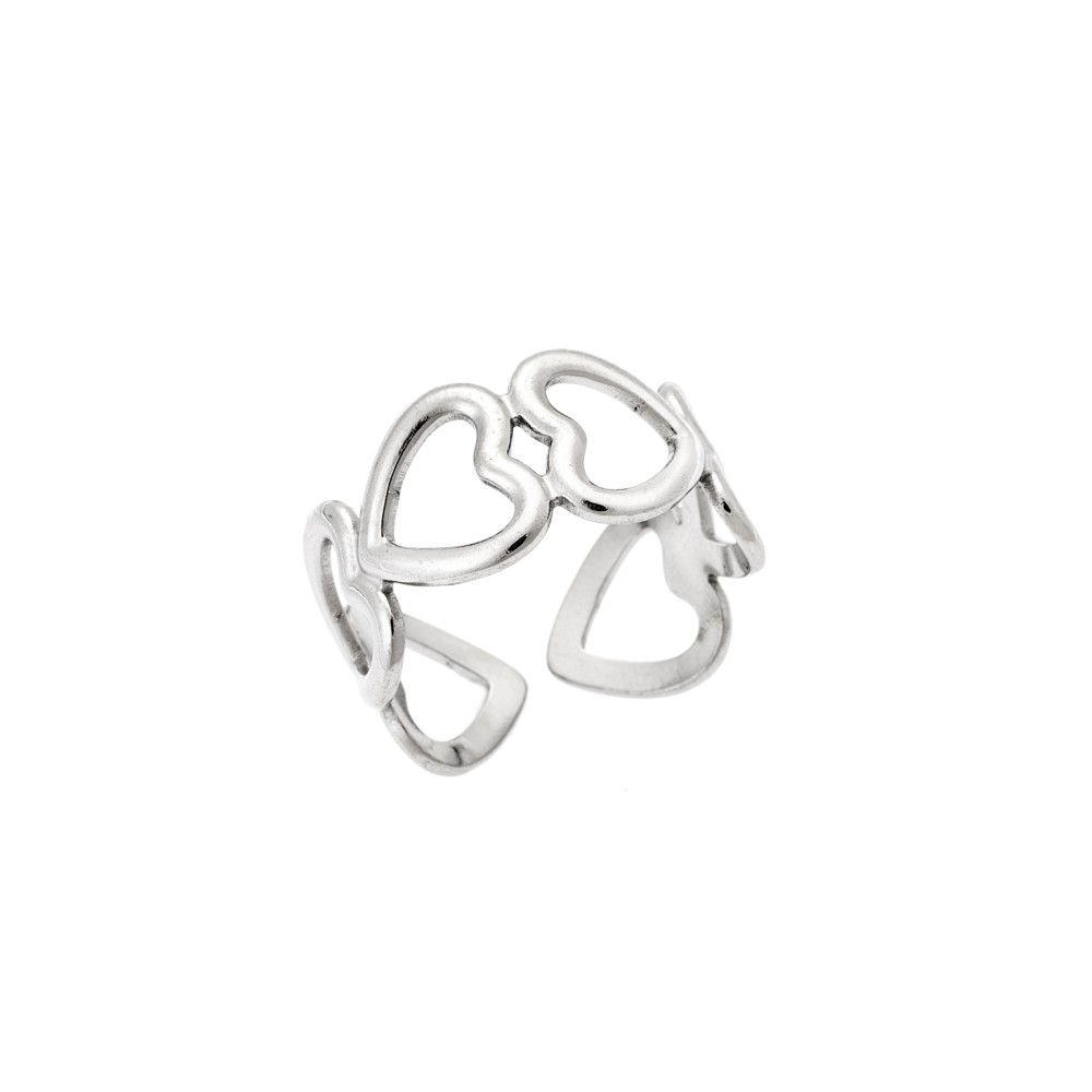 Δαχτυλίδι Senza Steel, με άνοιγμα και πολλές καρδιές - SSD5367SR