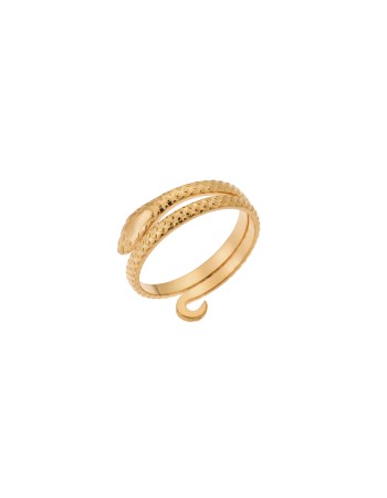 Δαχτυλίδι Senza Gold Plated Steel, φιδάκι με διπλή περιστροφή - SSD5384GD