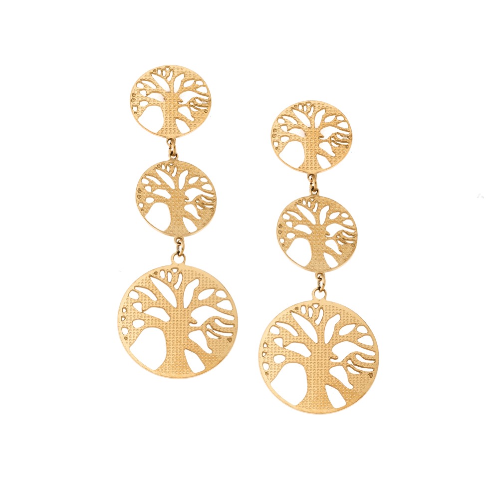 Σκουλαρίκια Γυναικεία SENZA Gold Plated Steel, Δέντρο της Ζωής - SSD5406GD