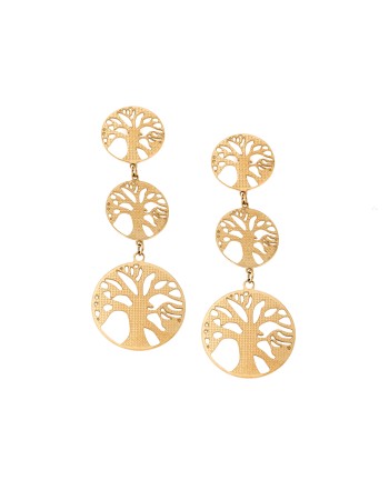 Σκουλαρίκια Γυναικεία SENZA Gold Plated Steel, Δέντρο της Ζωής - SSD5406GD