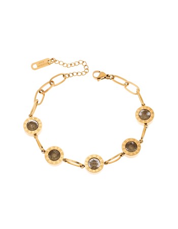 Βραχιόλι Senza Gold Plated Steel, αλυσιδωτό με λευκές πέτρες - SSD5413GD