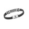 Βραχιόλι Senza Men's Steel, Ατσάλι με μαίανδρο και μαύρη δερματίνη - SSD5484SR