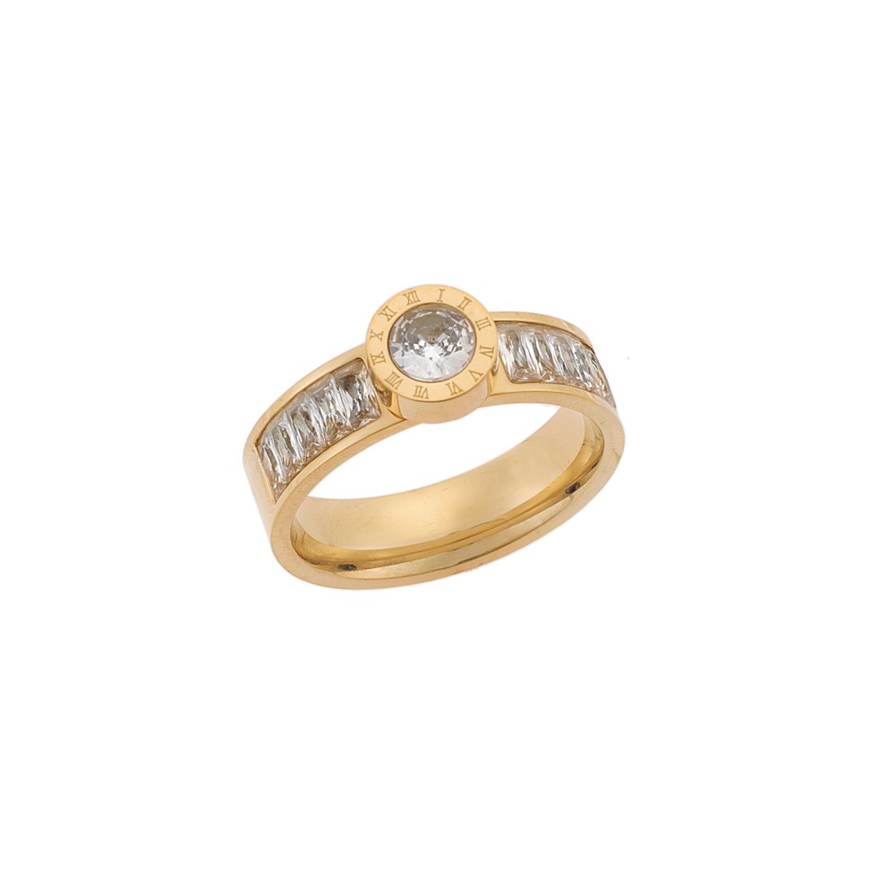 Δαχτυλίδι Senza Gold Plated Steel, Mε πέτρες - SSD5508GD
