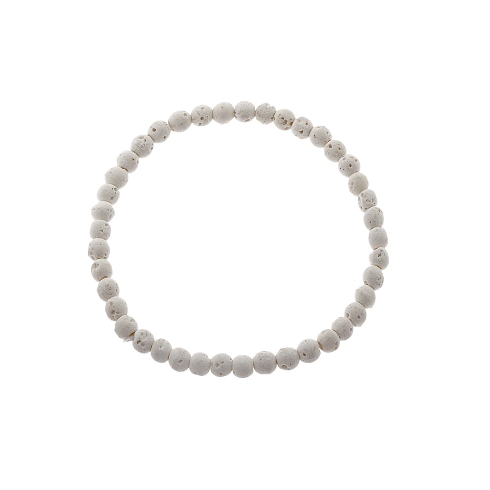 Βραχιόλι Senza Men's, λάστιχο με λευκές πέτρες από Λάβα 0.4 cm - SSD5541-1