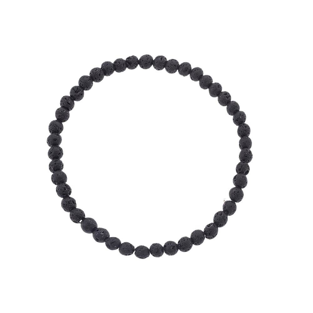 Βραχιόλι Senza Men's, λάστιχο με μαύρες πέτρες από Λάβα 0.4 cm - SSD5541
