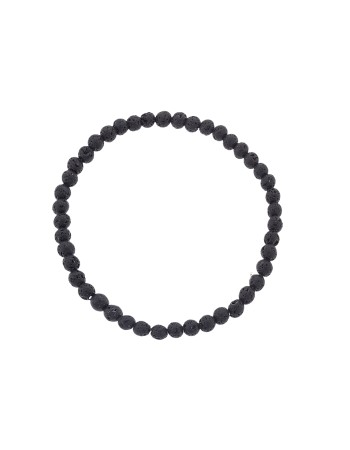 Βραχιόλι Senza Men's, λάστιχο με μαύρες πέτρες από Λάβα 0.4 cm - SSD5541