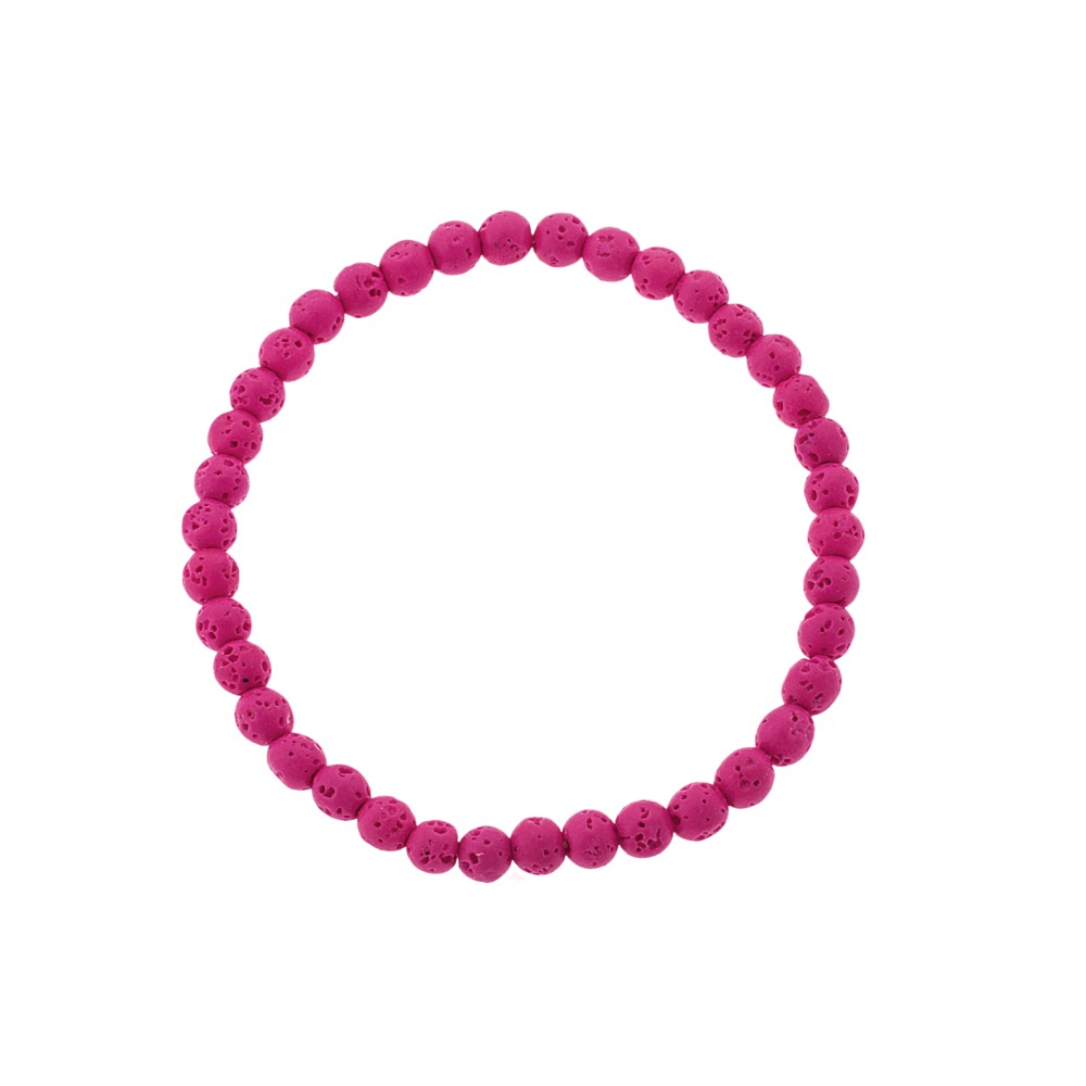 Βραχιόλι Senza Men's, λάστιχο με φούξια πέτρες από Λάβα 0.4 cm - SSD5541-5