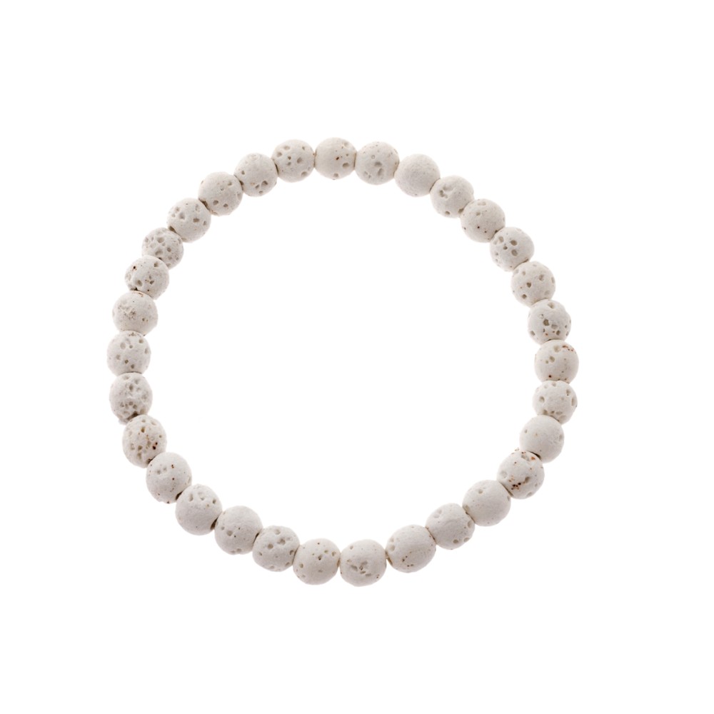 Βραχιόλι Senza Men's, λάστιχο με λευκές πέτρες από Λάβα 0.6 cm - SSD5542-1