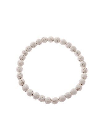 Βραχιόλι Senza Men's, λάστιχο με λευκές πέτρες από Λάβα 0.6 cm - SSD5542-1