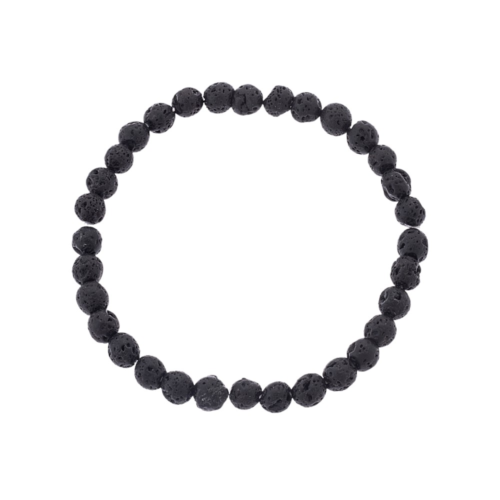 Βραχιόλι Senza Men's, λάστιχο με μαύρες πέτρες από Λάβα 0.6 cm - SSD5542