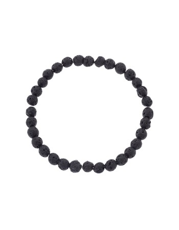 Βραχιόλι Senza Men's, λάστιχο με μαύρες πέτρες από Λάβα 0.6 cm - SSD5542