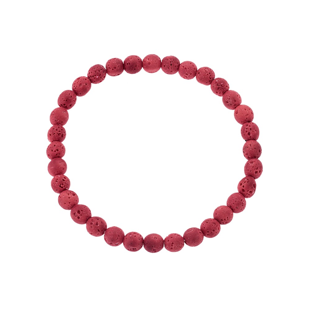 Βραχιόλι Senza Men's, λάστιχο με κόκκινες πέτρες από Λάβα 0.6 cm - SSD5542-4
