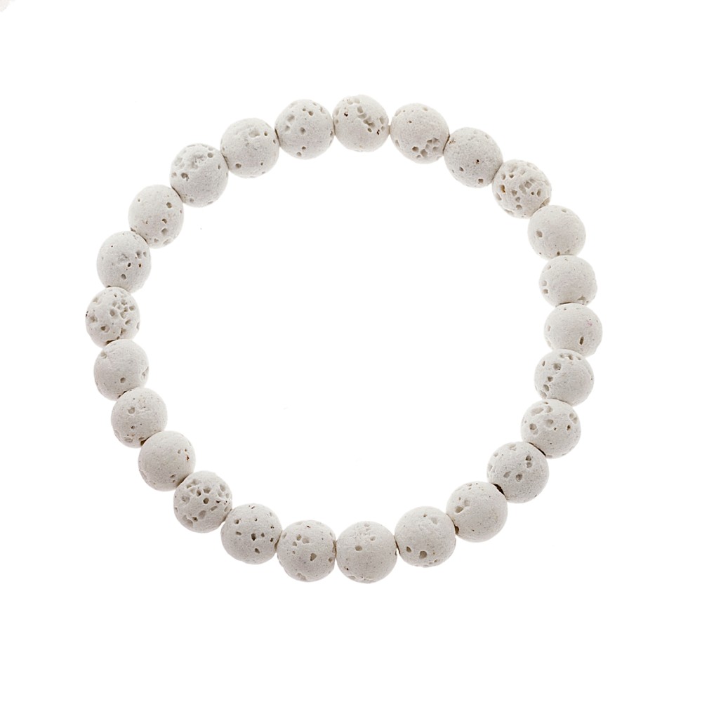 Βραχιόλι Senza Men's, λάστιχο με λευκές πέτρες από Λάβα 0.8 cm - SSD5543-1