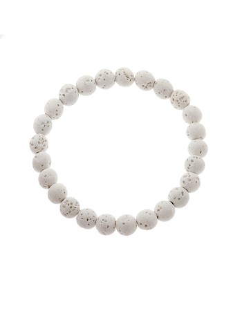 Βραχιόλι Senza Men's, λάστιχο με λευκές πέτρες από Λάβα 0.8 cm - SSD5543-1