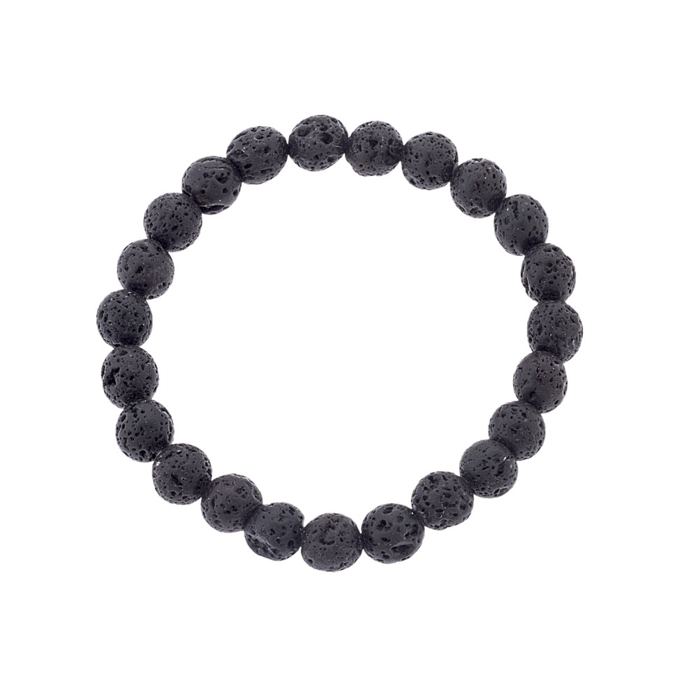 Βραχιόλι Senza Men's, λάστιχο με μαύρες πέτρες από Λάβα 0.8 cm - SSD5543