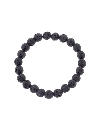 Βραχιόλι Senza Men's, λάστιχο με μαύρες πέτρες από Λάβα 0.8 cm - SSD5543