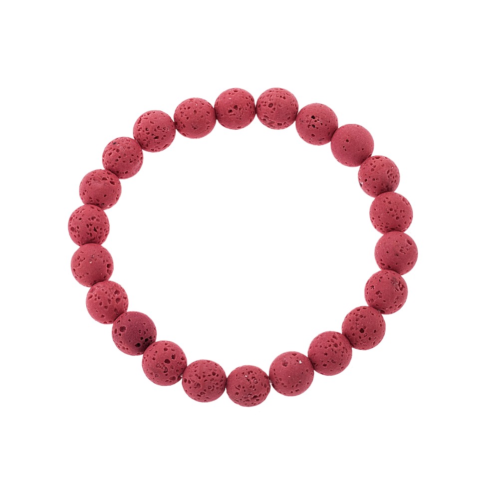 Βραχιόλι Senza Men's, λάστιχο με κόκκινες πέτρες από Λάβα 0.8 cm - SSD5543-4