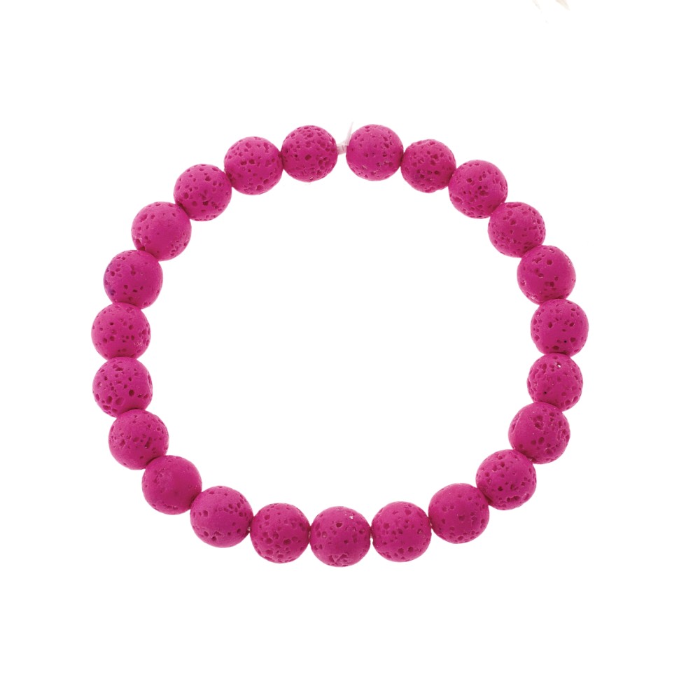 Βραχιόλι Senza Men's, λάστιχο με φούξια πέτρες από Λάβα 0.8 cm - SSD5543-5
