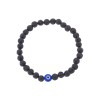 Βραχιόλι Senza Men's, λάστιχο με μπλε ματάκι και μαύρες πέτρες από Λάβα 0.6 cm - SSD5545
