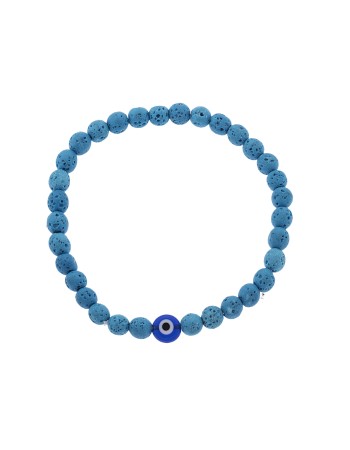 Βραχιόλι Senza Men's, λάστιχο με μπλε ματάκι και τυρκουάζ πέτρες από Λάβα 0.6 cm - SSD5545-3