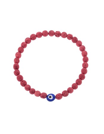 Βραχιόλι Senza Men's, λάστιχο με μπλε ματάκι και κόκκινες πέτρες από Λάβα 0.6 cm - SSD5545-4