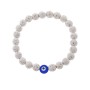 Βραχιόλι Senza Men's, λάστιχο με μπλε ματάκι και λευκές πέτρες από Λάβα 0.8 cm - SSD5546-1