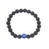 Βραχιόλι Senza Men's, λάστιχο με μπλε ματάκι και μαύρες πέτρες από Λάβα 0.8 cm - SSD5546
