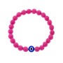Βραχιόλι Senza Men's, λάστιχο με μπλε ματάκι και φούξια πέτρες από Λάβα 0.8 cm - SSD5546-5