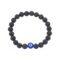 Βραχιόλι Senza Men's, λάστιχο με μπλε ματάκι και μαύρες πέτρες από Λάβα 0.8 cm - SSD5546