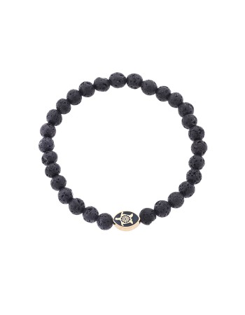 Βραχιόλι Senza Men's, λάστιχο με χρυσή χελώνα και πέτρες από Λάβα 0.6 cm - SSD5547-1GLV