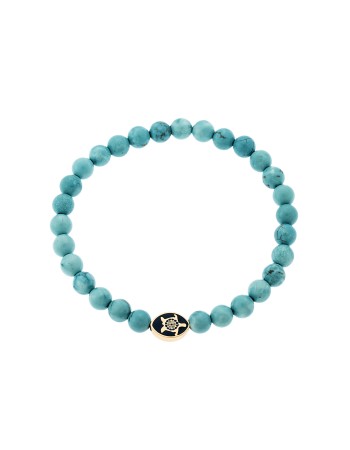 Βραχιόλι Senza Men's, λάστιχο με χρυσή χελώνα και πέτρες από τυρκουάζ 0.6 cm - SSD5547-1GTQ