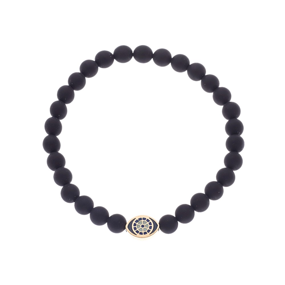 Βραχιόλι Senza Men's, λάστιχο με χρυσό μάτι και πέτρες από Όνυχα 0.6 cm - SSD5548-1GBK