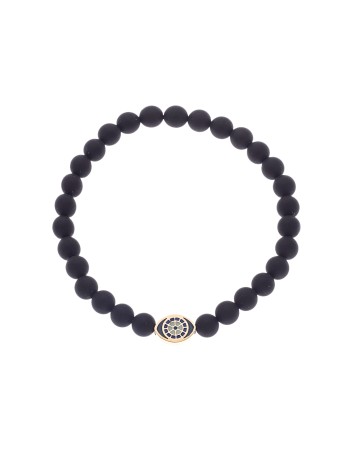 Βραχιόλι Senza Men's, λάστιχο με χρυσό μάτι και πέτρες από Όνυχα 0.6 cm - SSD5548-1GBK