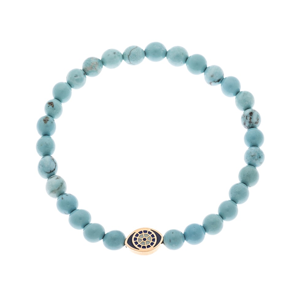 Βραχιόλι Senza Men's, λάστιχο με χρυσό μάτι και πέτρες από τυρκουάζ 0.6 cm - SSD5548-1GTQ