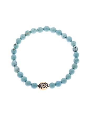 Βραχιόλι Senza Men's, λάστιχο με χρυσό μάτι και πέτρες από τυρκουάζ 0.6 cm - SSD5548-1GTQ