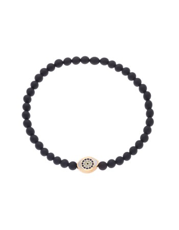 Βραχιόλι Senza Men's, λάστιχο με χρυσό μάτι και πέτρες από Όνυχα 0.4 cm - SSD5548GBK