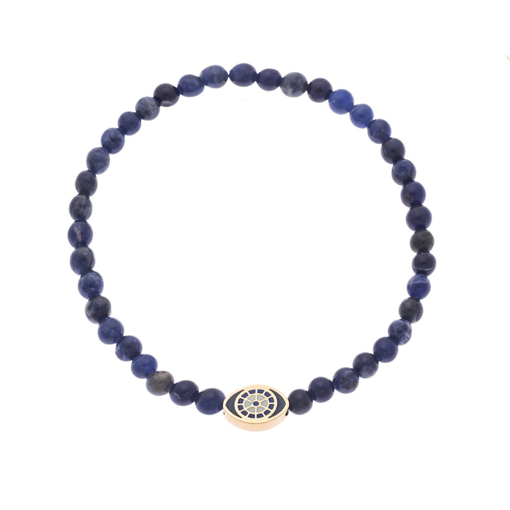 Βραχιόλι Senza Men's, λάστιχο με χρυσό μάτι και πέτρες από Λάπις 0.4 cm - SSD5548GBL