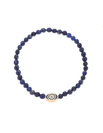 Βραχιόλι Senza Men's, λάστιχο με χρυσό μάτι και πέτρες από Λάπις 0.4 cm - SSD5548GBL