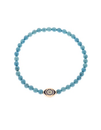 Βραχιόλι Senza Men's, λάστιχο με χρυσό μάτι και πέτρες από τυρκουάζ 0.4 cm - SSD5548GTQ