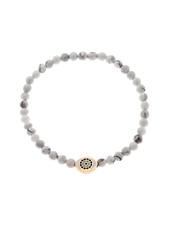 Βραχιόλι Senza Men's, λάστιχο με χρυσό μάτι και πέτρες από λευκό χαολίτη 0.4 cm - SSD5548GWH