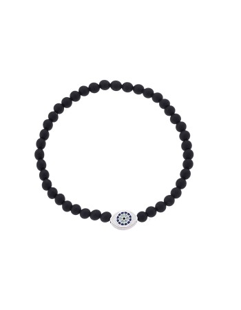 Βραχιόλι Senza Men's, λάστιχο με ασημί μάτι και πέτρες από Όνυχα 0.4 cm - SSD5548SBK