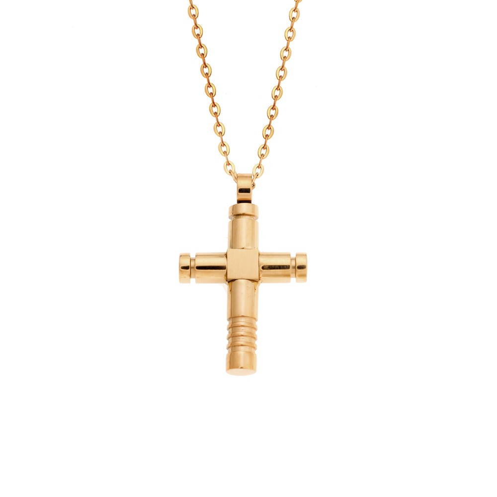 Κολιέ Senza Men's Steel, Σταυρός από επιχρυσωμένο Ατσάλι - SSD5549GD