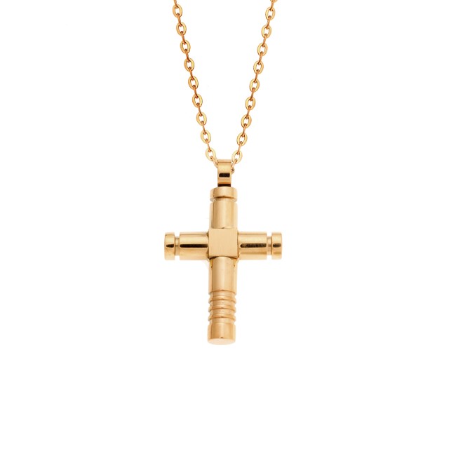 Κολιέ Senza Men's Steel, Σταυρός από επιχρυσωμένο Ατσάλι - SSD5549GD