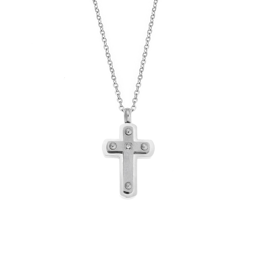 Κολιέ Senza Men's Steel, Σταυρός από Ατσάλι - SSD5553SR