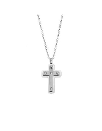 Κολιέ Senza Men's Steel, Σταυρός από Ατσάλι - SSD5553SR