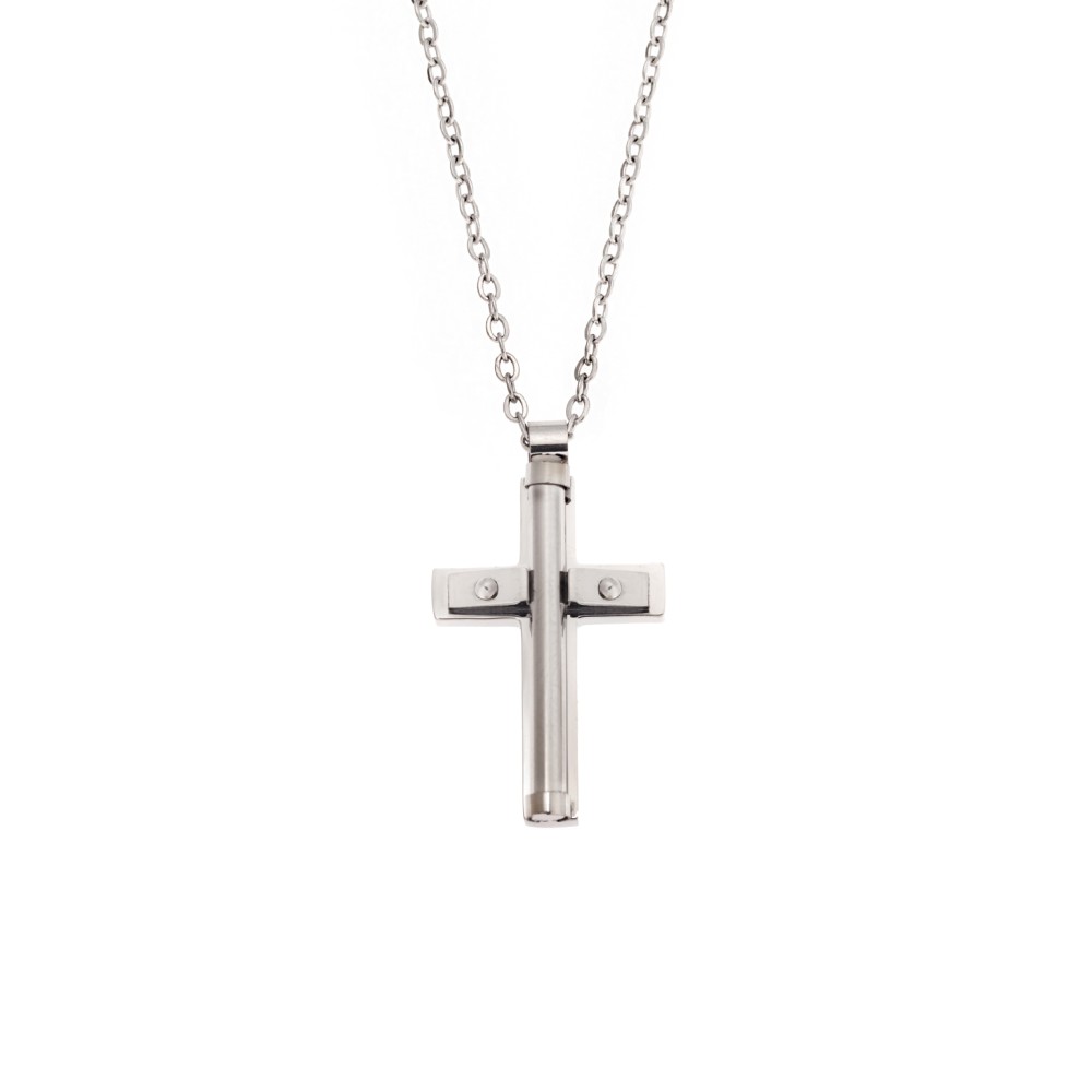 Κολιέ Senza Men's Steel, Σταυρός από Ατσάλι - SSD5555SR
