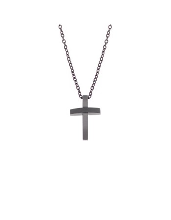 Μοτίφ Senza Men's Steel, Σταυρός από Ατσάλι σε μαύρο χρώμα - SSD5558BK