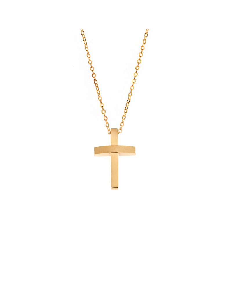 Μοτίφ Senza Men's Steel, Σταυρός από επιχρυσωμένο Ατσάλι - SSD5558GD