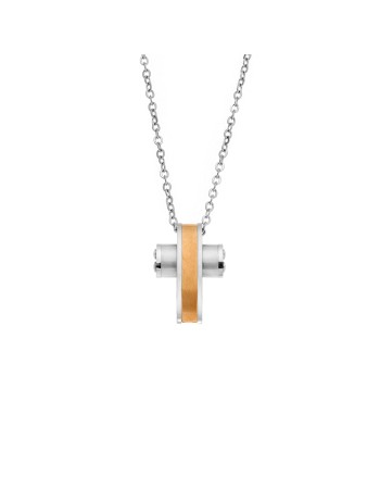 Κολιέ Senza Men's Steel, Δίχρωμος Σταυρός από Ατσάλι - SSD5573SGD