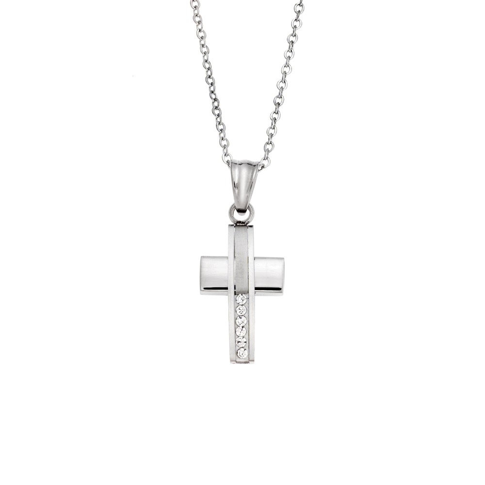 Κολιέ Senza Steel, Σταυρός από Ατσάλι - SSD5574SR